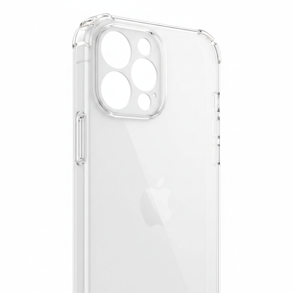 Nahaufnahme der verstärkten Ecke und des Kameraausschnitts des anco Protect Case für iPhone 14 Pro