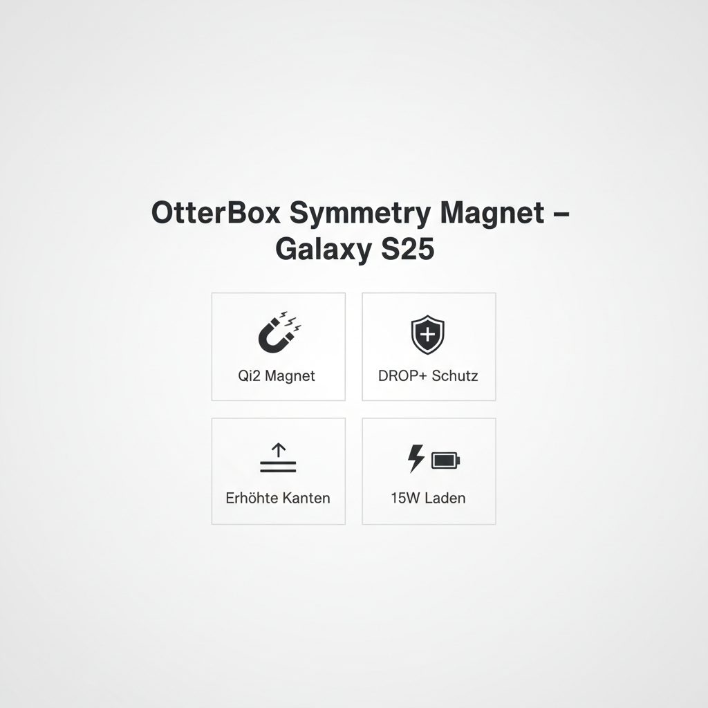 OtterBox Symmetry Clear Magnet S25 – Qi2 Magnet, DROP+ Schutz, Erhöhte Kanten, 15W Laden