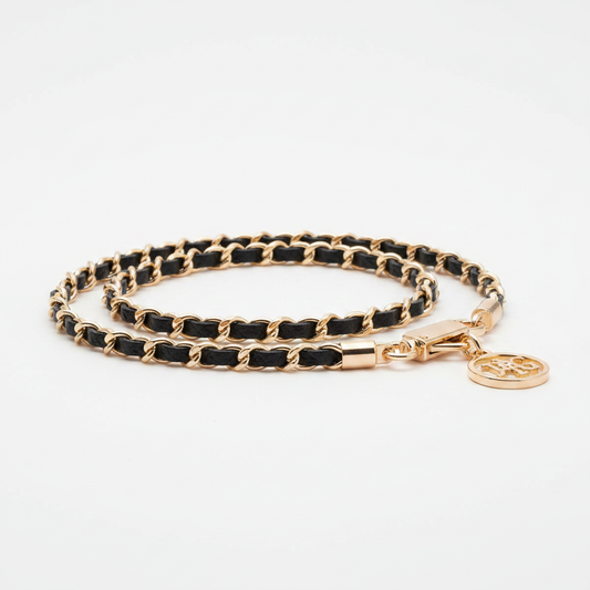 Guess Saffiano Chain Hand Strap mit Gold 4G Charm in Schwarz – ohne Verpackung