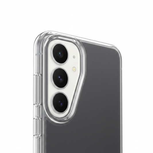 OtterBox React Case S25 FE – Detailansicht erhöhte Kamera-Kante und Bumper