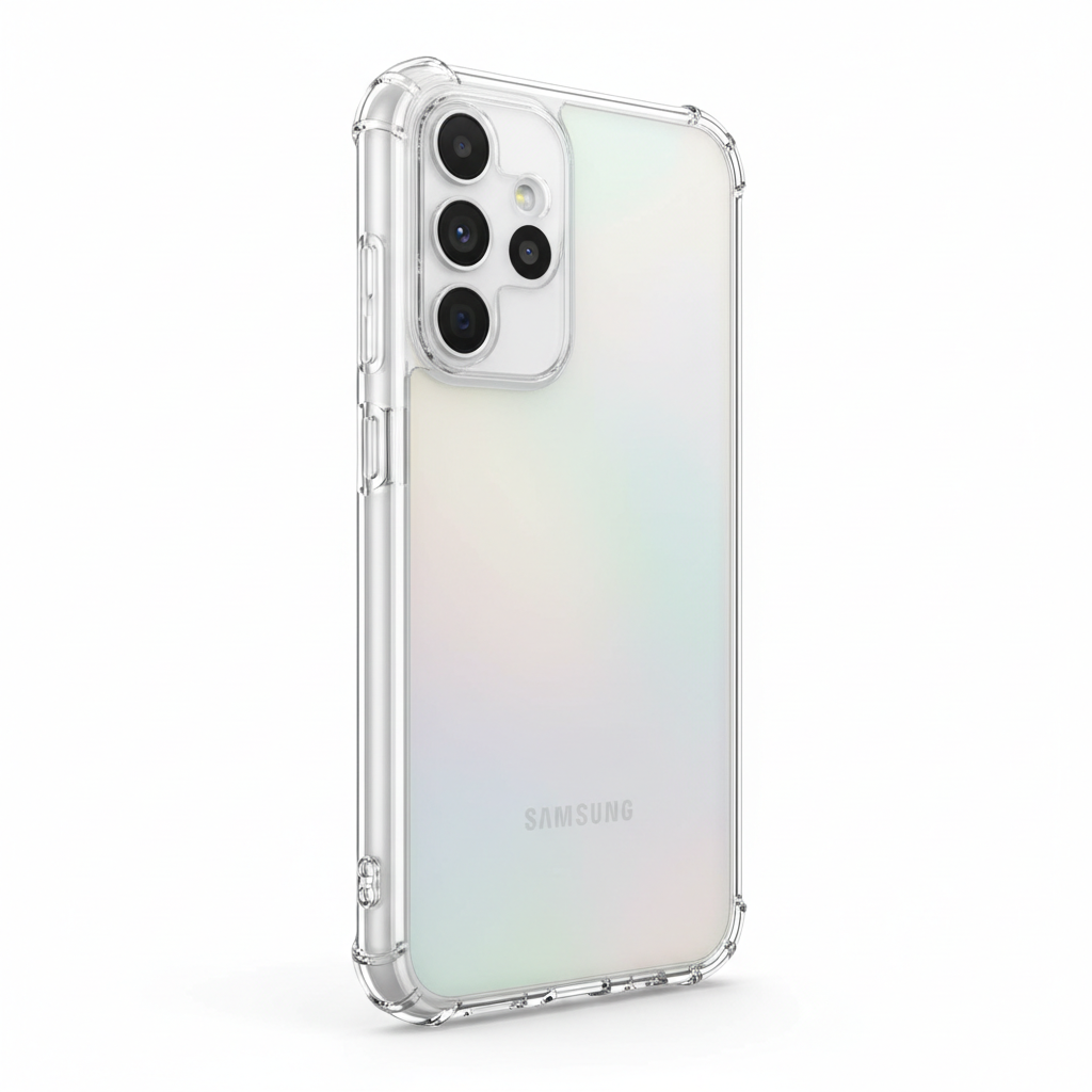 okkes JUMP PLUS Case Galaxy A35 5G Transparent – Hülle am Smartphone Seitenansicht