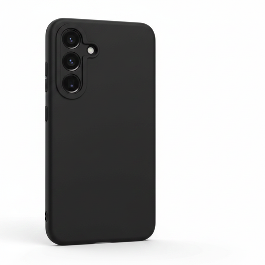 anco Liquid Silicone Case Samsung Galaxy S25+ Schwarz – Rückseite auf Gerät