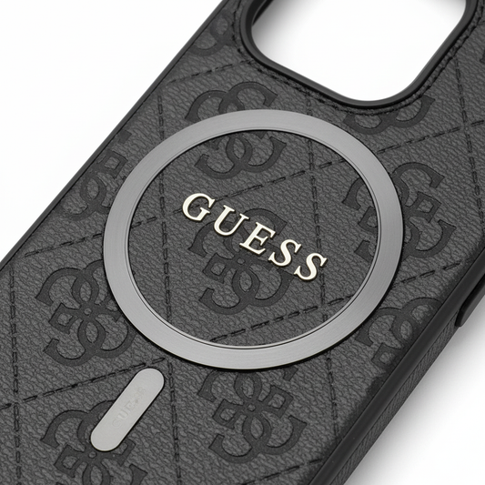 Guess 4G MagSafe Case iPhone 16 Pro PU Leder Textur Detail