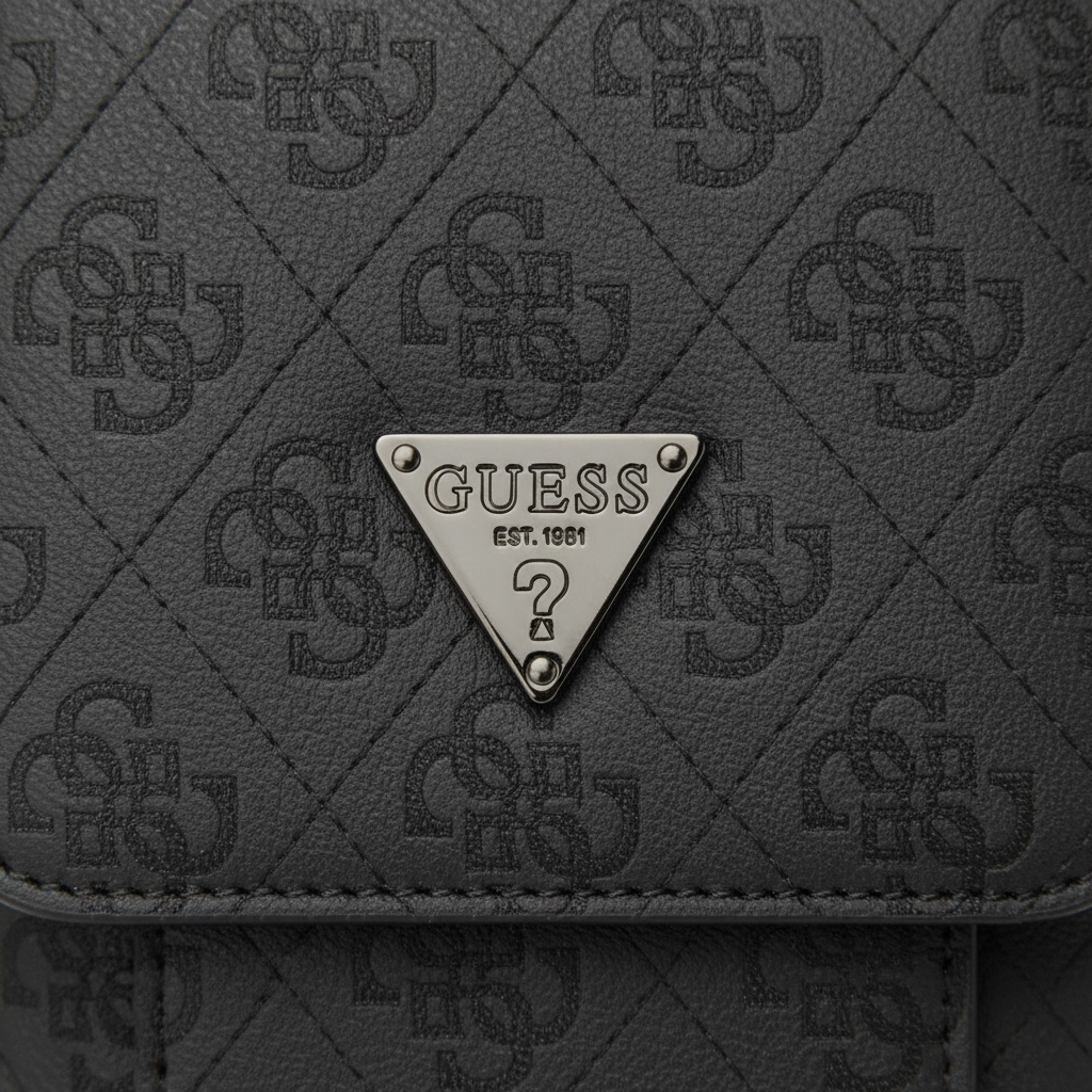 Guess Phone Bag – Detailansicht 4G Muster und Triangle Logo