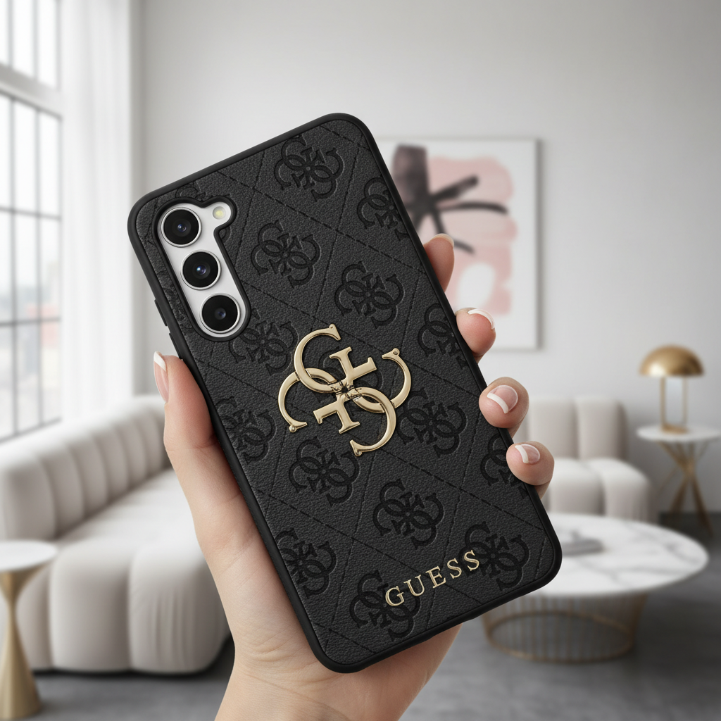Anwendungsbild – Galaxy S25 Edge in Guess Hülle in der Hand