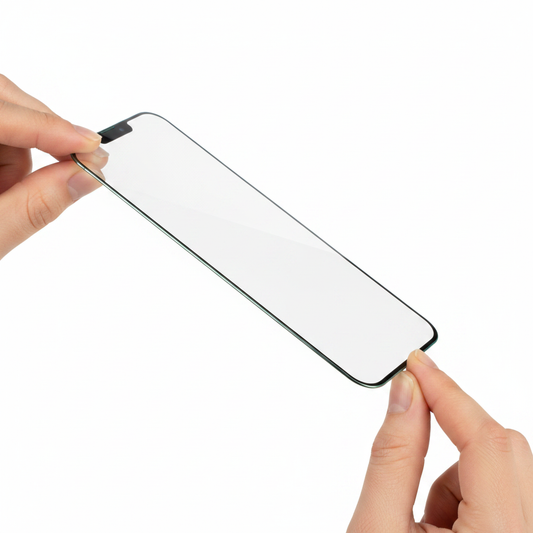 Flexibles Hybrid Schutzglas für iPhone 15 Plus wird leicht gebogen – 0,19 mm dünn