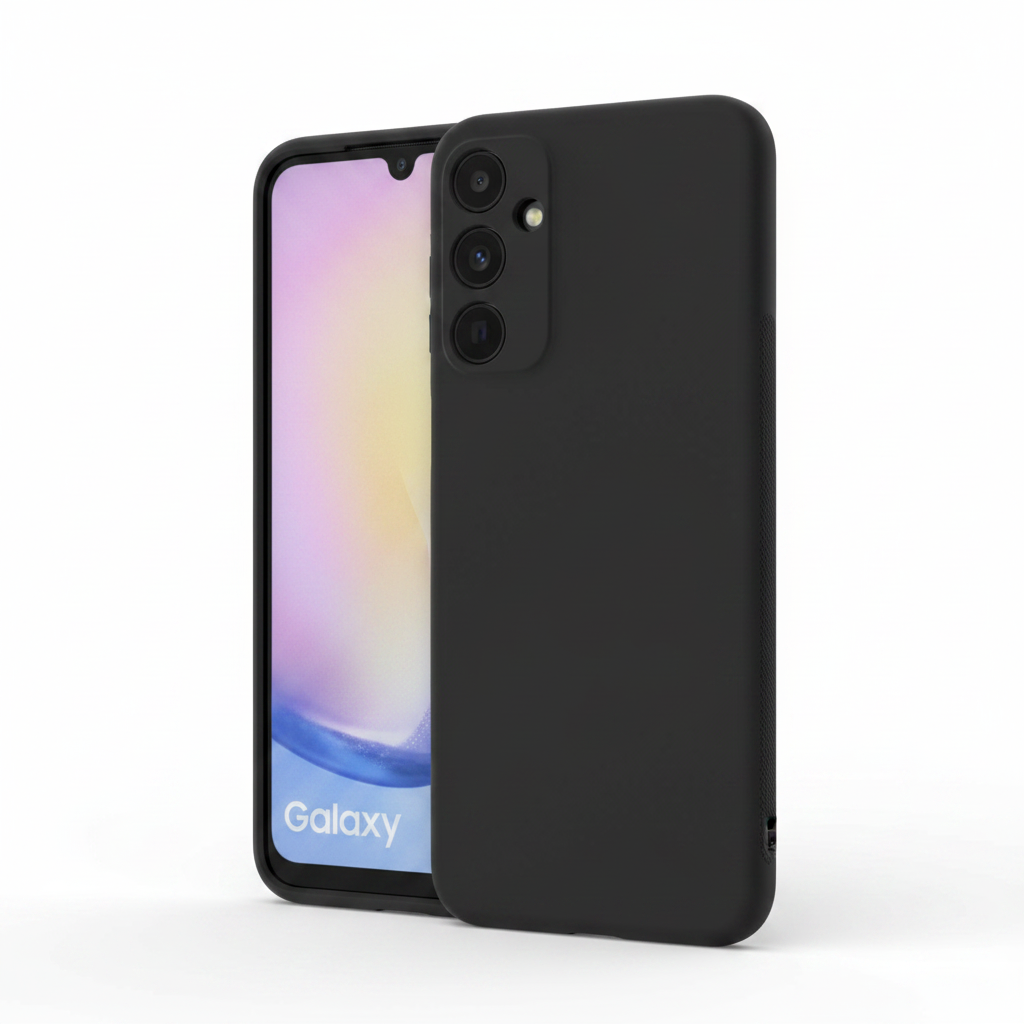 anco Dark Case Samsung Galaxy A25 5G Schwarz – Schrägansicht