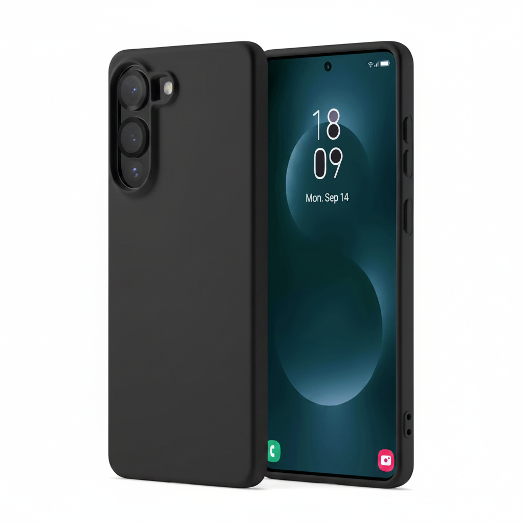 OKKES Slim TPU Hülle Samsung Galaxy S25 Edge Schwarz – Seitenansicht