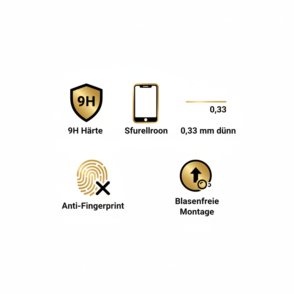 anco Tempered Glass Fullscreen – 9H Härte, Fullscreen, 0,33 mm, Anti-Fingerprint, blasenfreie Montage