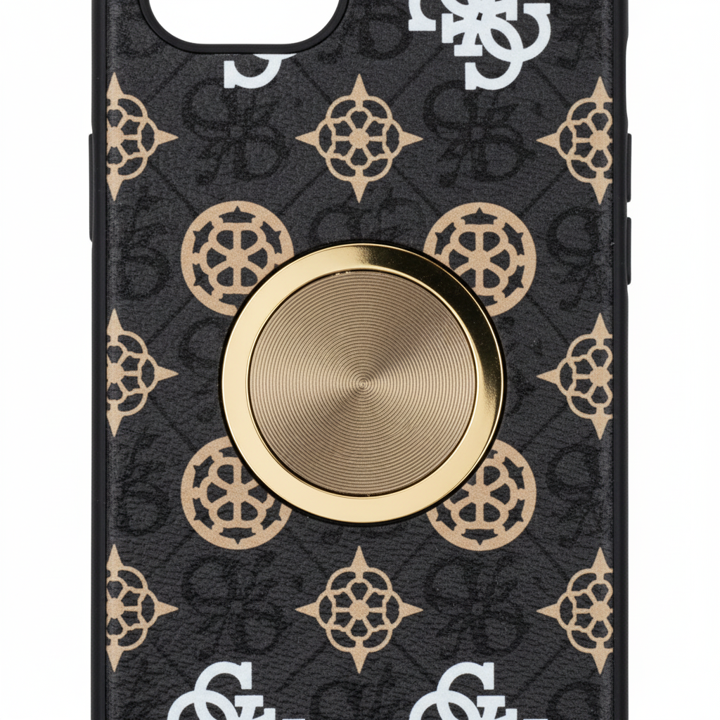 Guess 4G Peony Pattern MagSafe Case iPhone 16e / 17e – Detail Peony Muster & Gold MagSafe-Ring