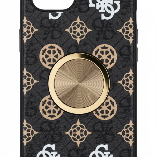 Guess 4G Peony Pattern MagSafe Case iPhone 16e / 17e – Detail Peony Muster & Gold MagSafe-Ring