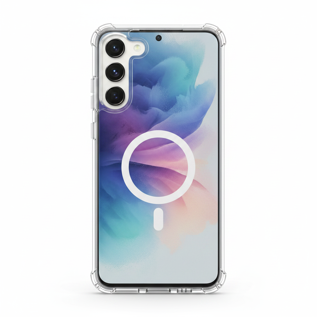 OKKES MagSafe Hülle Samsung Galaxy S25 Edge transparent – Vorderseite