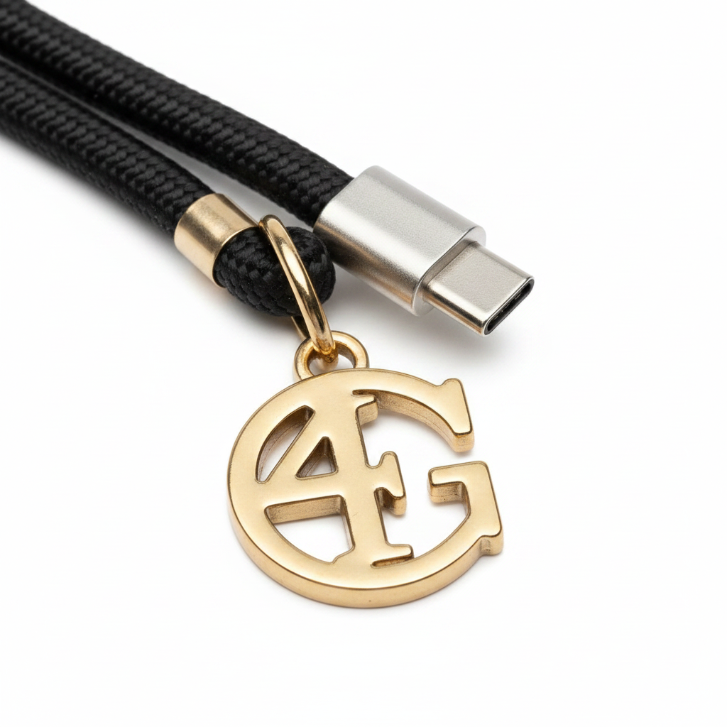 Guess Crossbody Strap – Detailbild 4G Charm & USB-C Connector