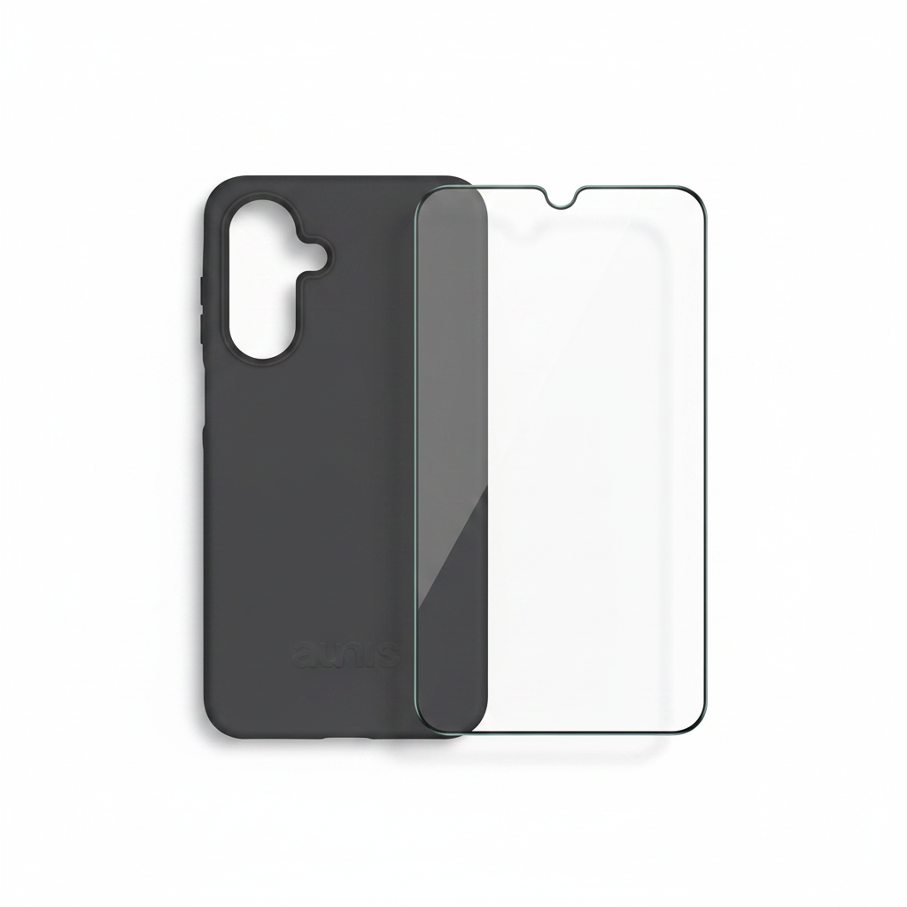 anco Bioly Case Samsung Galaxy A57 5G Black – Bundle mit Panzerglas