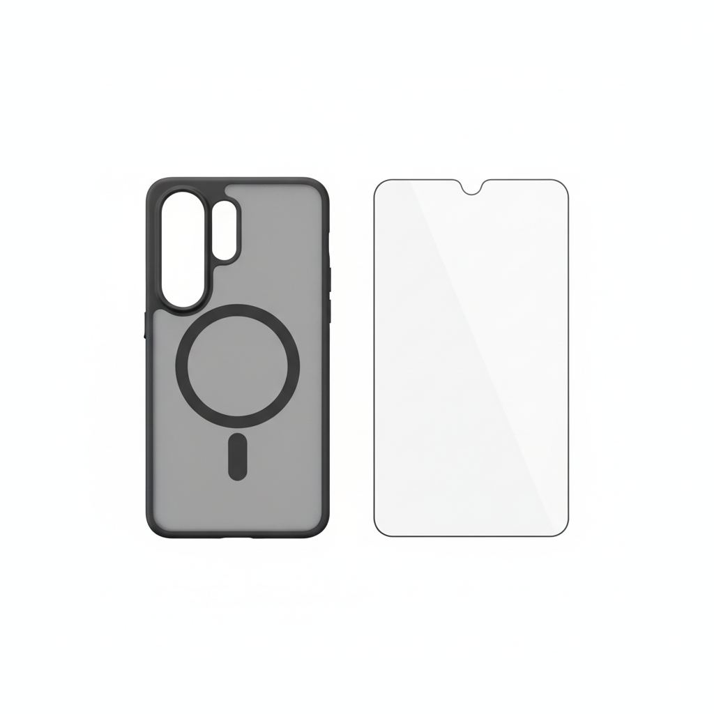 Google Pixel Hülle Frosted schwarz MagSafe Bundle mit Panzerglas