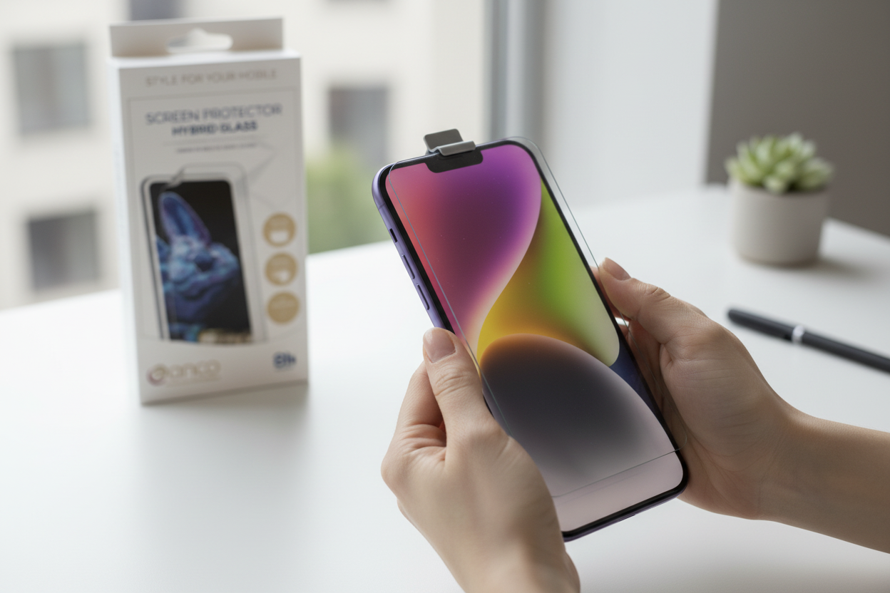 anco Hybrid Glass iPhone 14 Plus – Lifestyle Montage