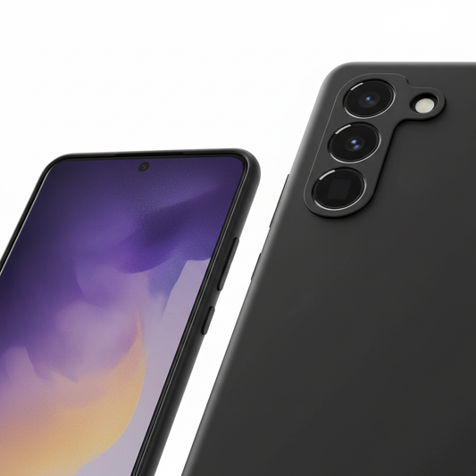 okkes Basic TPU Case S25+ – Detailansicht matte Textur ultra-dünnes Profil Kameraausschnitt