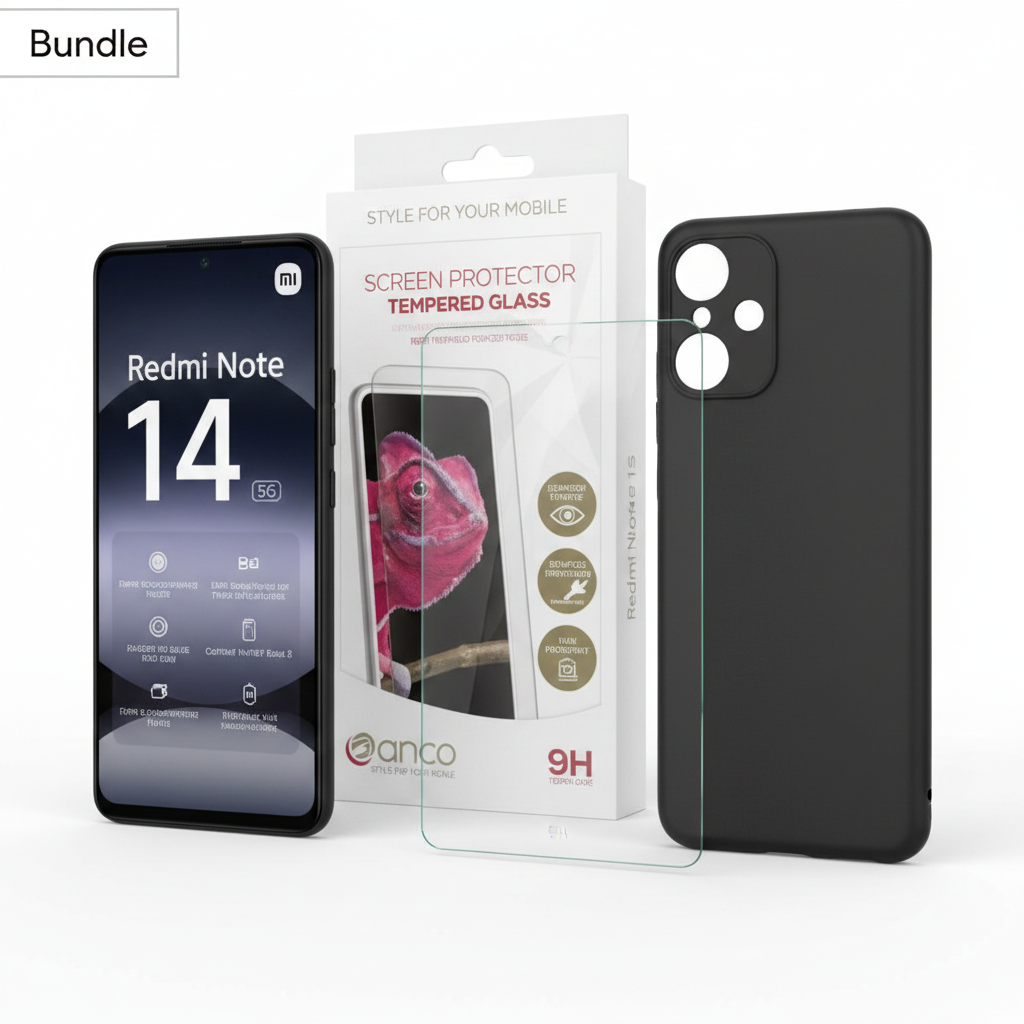 anco Panzerglas Redmi Note 14 5G Bundle mit TPU Case