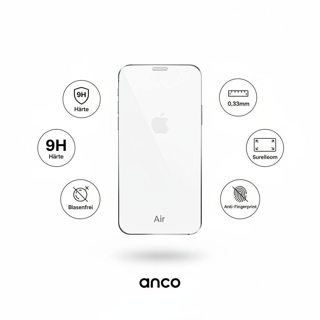 anco 9H Panzerglas Fullscreen Apple iPhone Air – Features Infografik