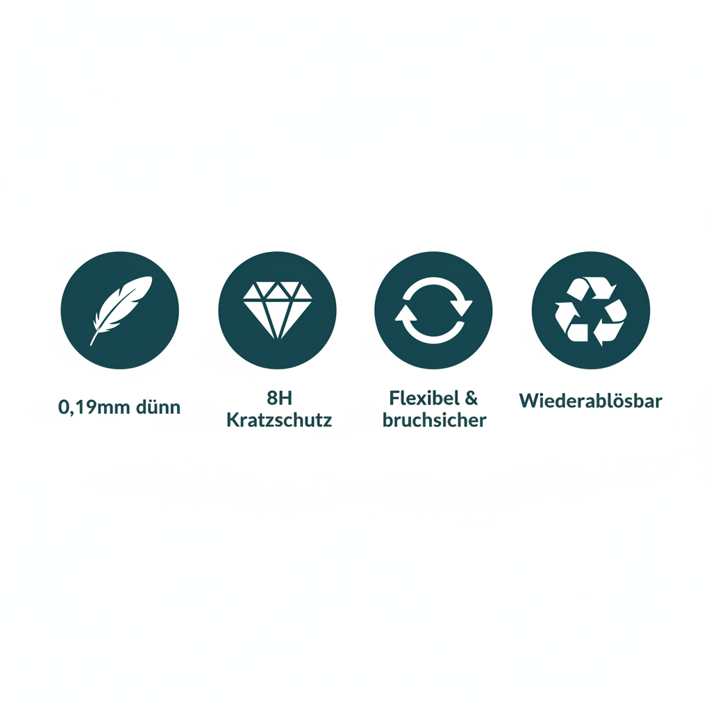 anco Hybrid Glass – Badge 0,19mm 8H Kratzschutz Flexibel Wiederablösbar