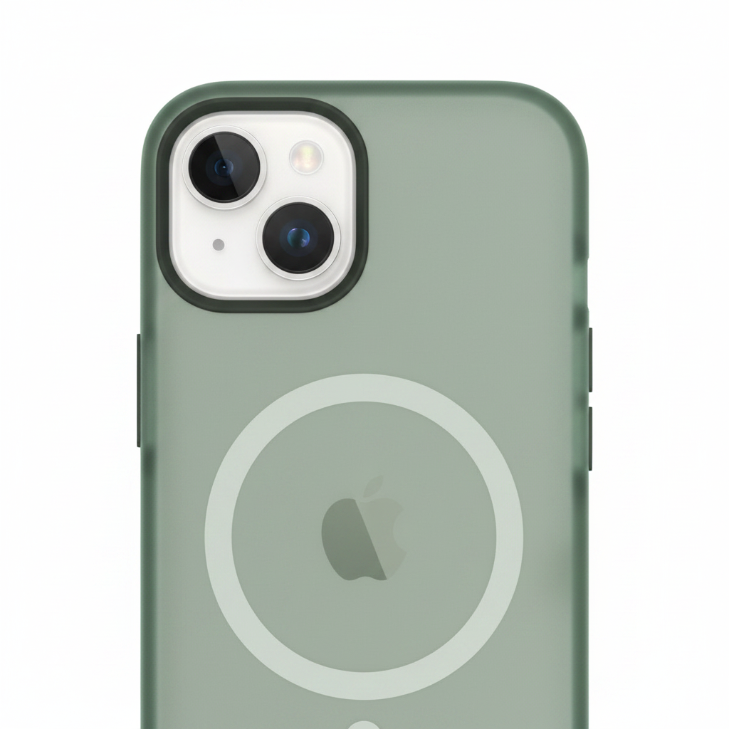 Nahaufnahme des MagSafe Rings und des Kameraausschnitts des anco Magnetic Protect Case für iPhone 14